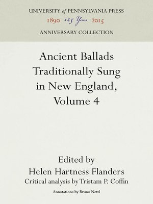 cover image of Ancient Ballads Traditionally Sung in New England, Volume 4